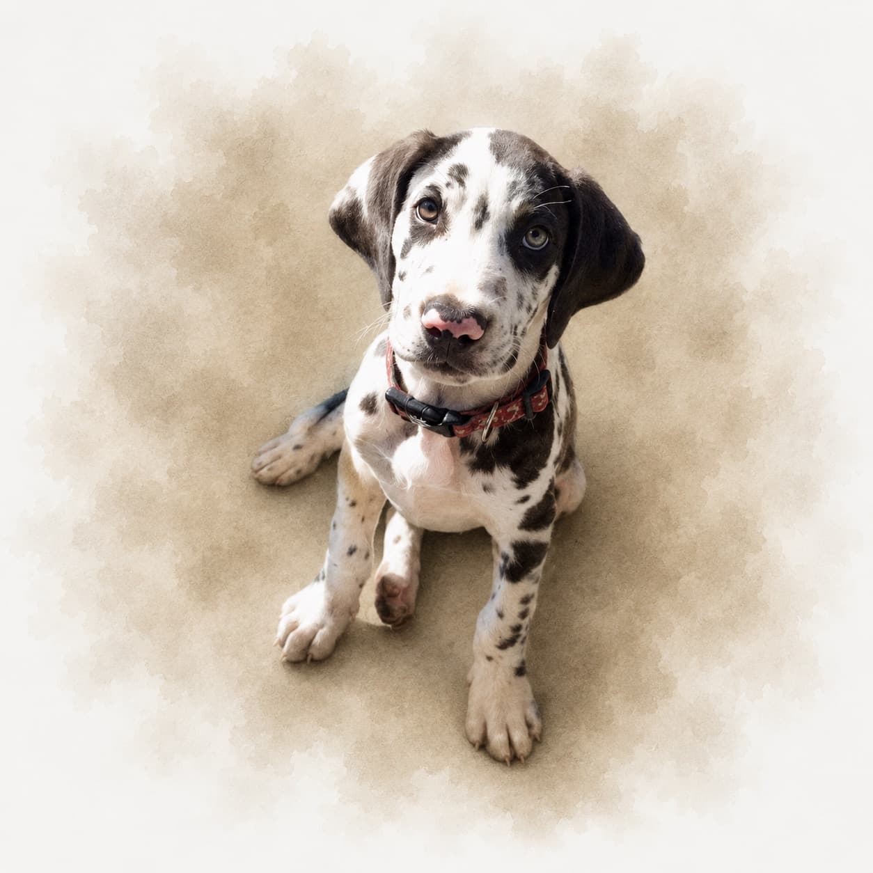 Sahara as a harlequin Great Dane puppy